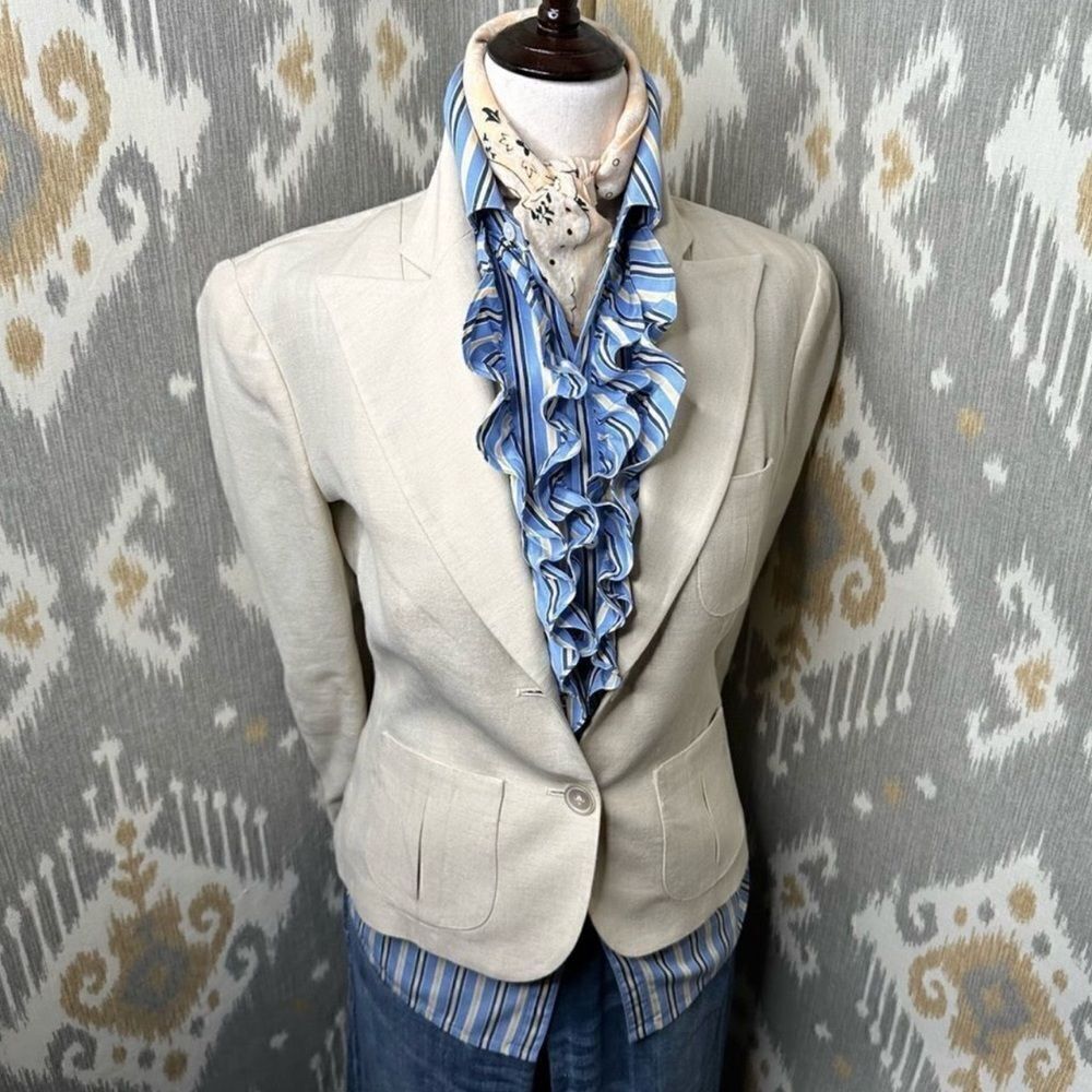 Ralph Lauren Blue Label South Shore Linen Jacket in Cream - Picture 5 of 16